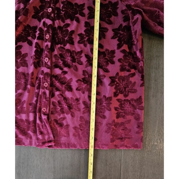Marc New York Floral Burnout Velvet Button Up Top XL Whimsygoth Renaissance - Picture 6 of 8